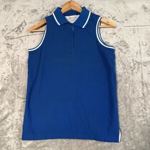 Vintage Pierre Cardin Sleeveless Polo Shirt Size S Royal Blue Tipped Trim Preppy